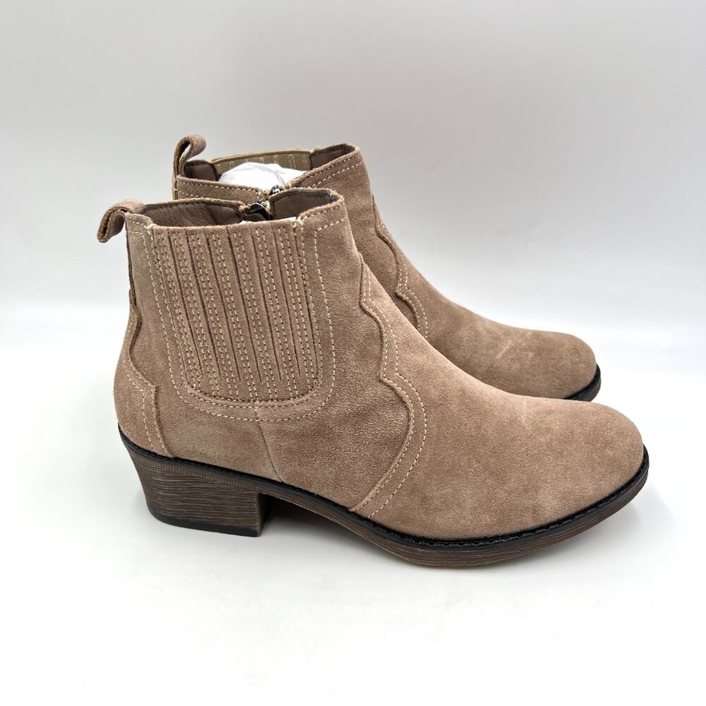 7.5AA 7.5N 7.5 NARROW‎ WIDTH Propet Light Brown Taupe Suede Leather Boots Shoes